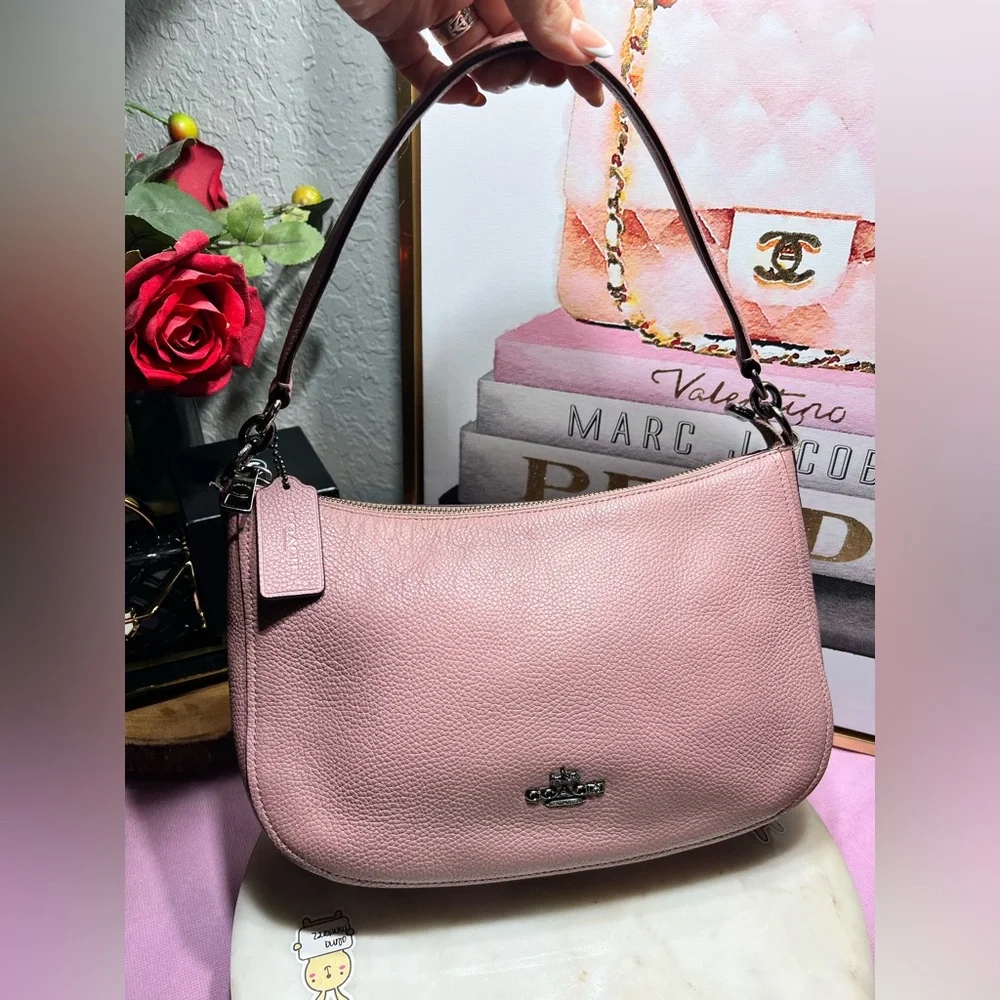 Coach Pink Pebbled Leather Hobo “Chelsea” Bag